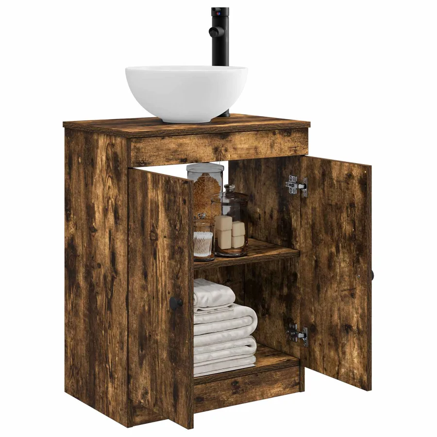 Meuble de salle de bain avec évier Chêne fumé 54 x 35 x 83 cm - 3