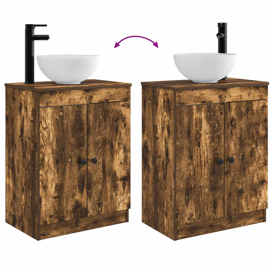 Meuble de salle de bain avec évier Chêne fumé 54 x 35 x 83 cm - 8