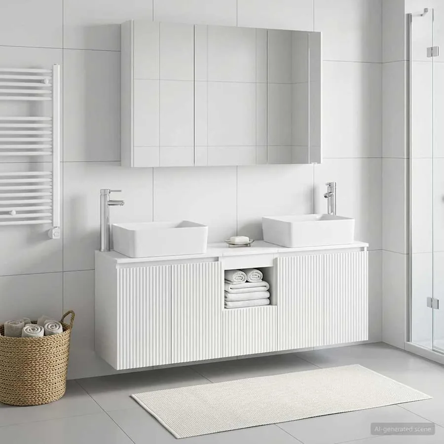 Ensemble d'armoire de salle de bain 4 pcs Blanc