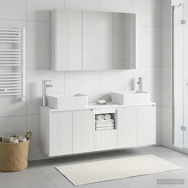 Ensemble d'armoire de salle de bain 4 pcs Blanc