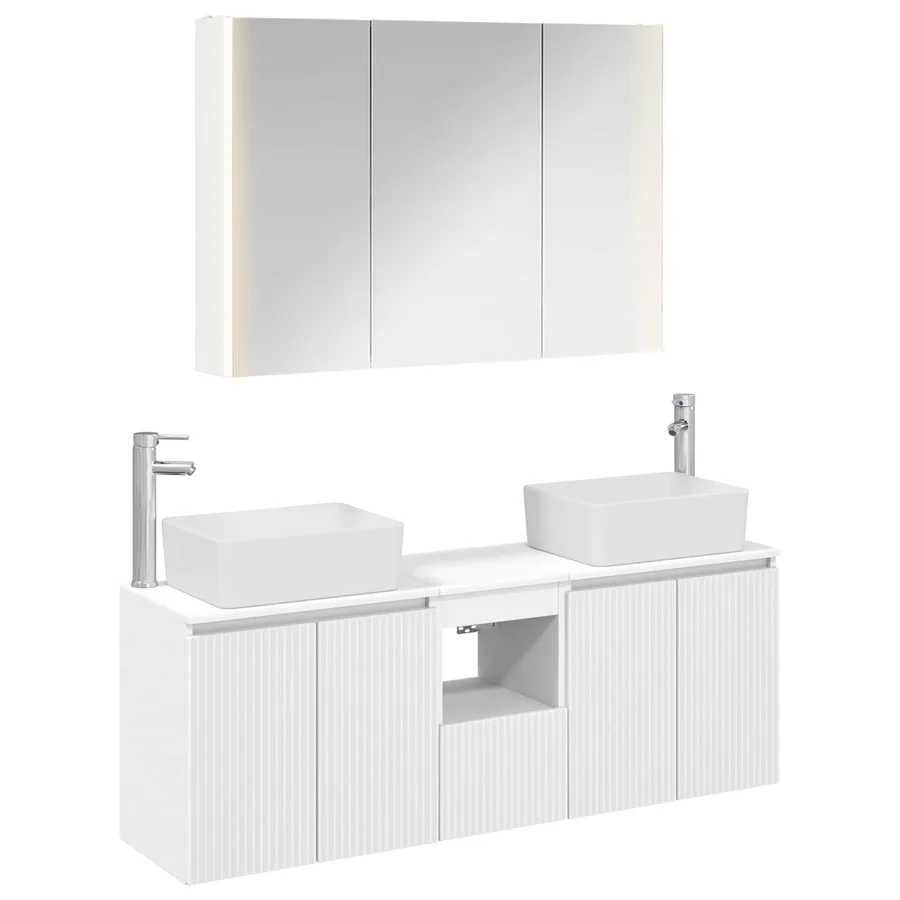 Ensemble d'armoire de salle de bain 4 pcs Blanc - 2
