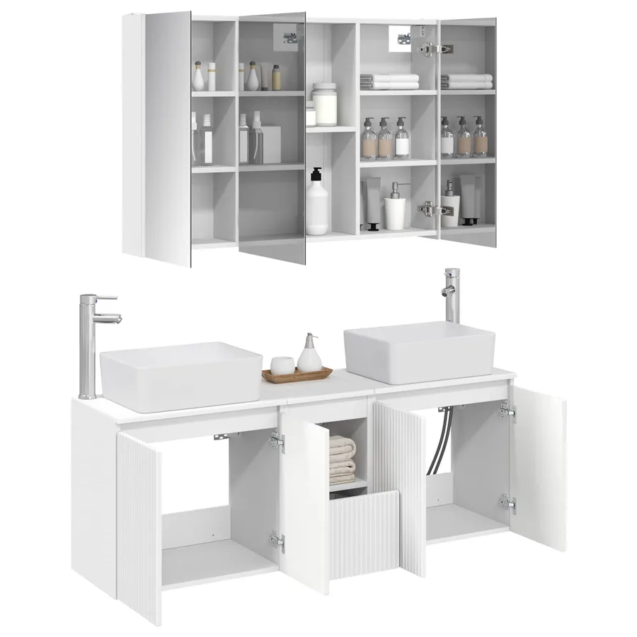 Ensemble d'armoire de salle de bain 4 pcs Blanc - 3