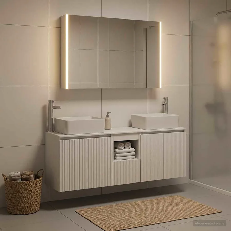 Ensemble d'armoire de salle de bain 4 pcs Blanc - 4