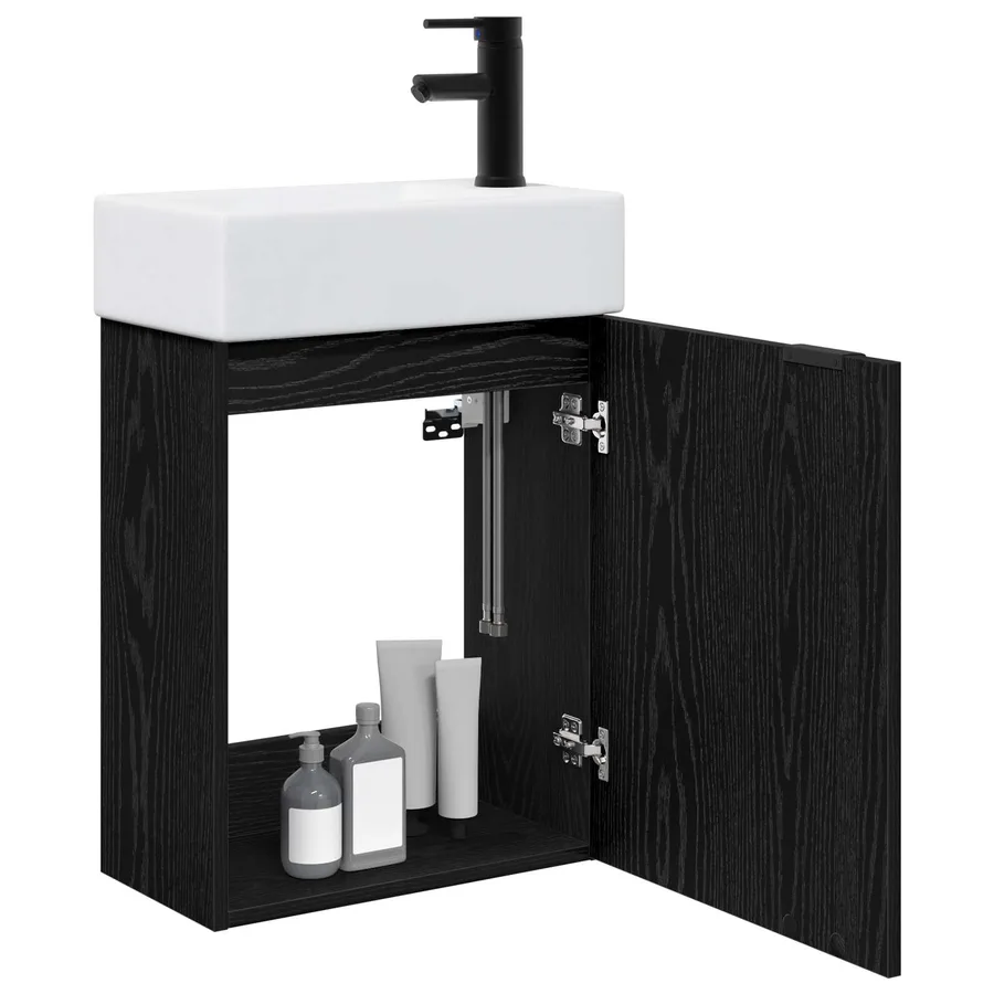 Meuble de salle de bain avec robinet Chêne noir - 3
