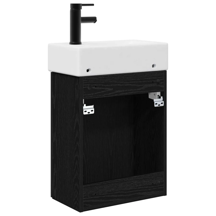 Meuble de salle de bain avec robinet Chêne noir - 7