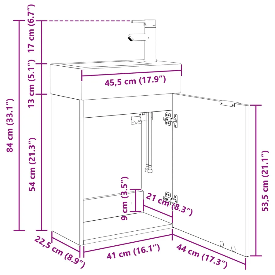 Meuble de salle de bain avec robinet Chêne noir - 8