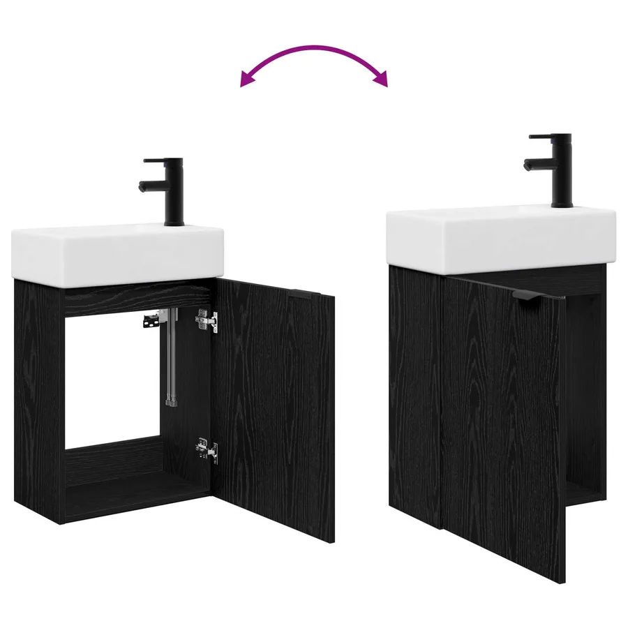 Meuble de salle de bain avec robinet Chêne noir - 9