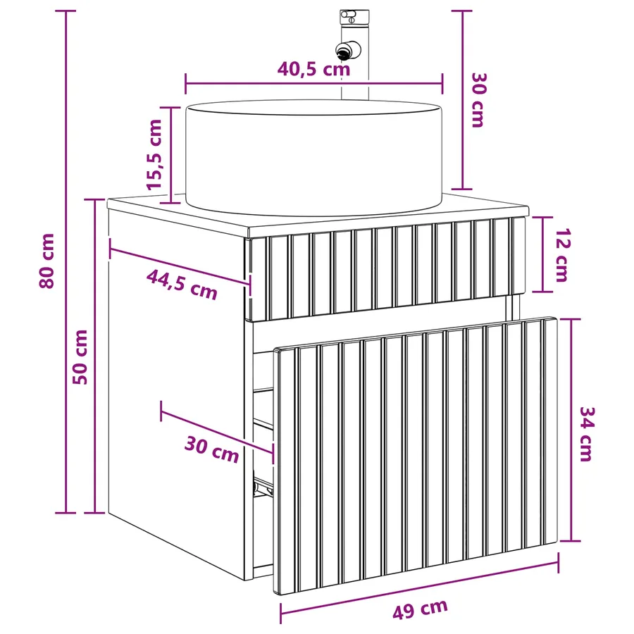 Meuble de lavabo mural Blanc 49 x 44,5 x 65,5 cm - 8