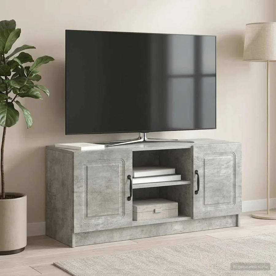 Meuble TV Gris béton 102 x 34,5 x 47 cm Bois d'ingénierie