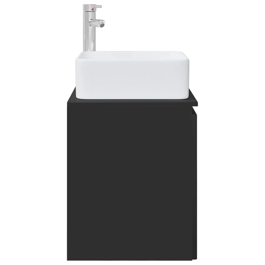 Vanité de lavabo mural Noir 53 x 35 x 63 cm Bois d'ingénierie - 4
