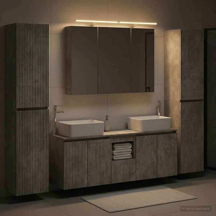Ensemble de mobilier de salle de bain 6 pcs Gris béton