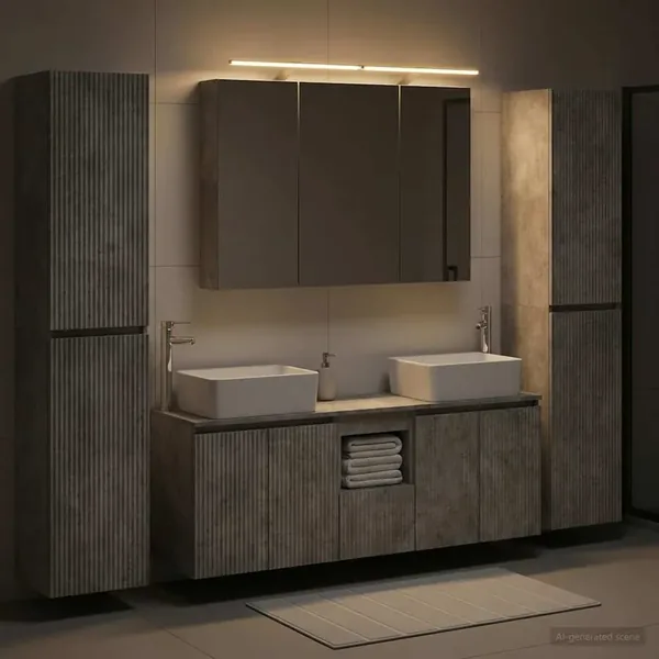 Ensemble de mobilier de salle de bain 6 pcs Gris béton