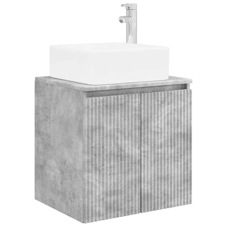 Ensemble de mobilier de salle de bain 6 pcs Gris béton - 5