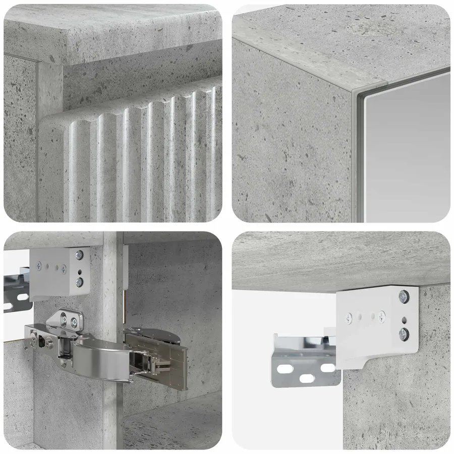 Ensemble de mobilier de salle de bain 6 pcs Gris béton - 8