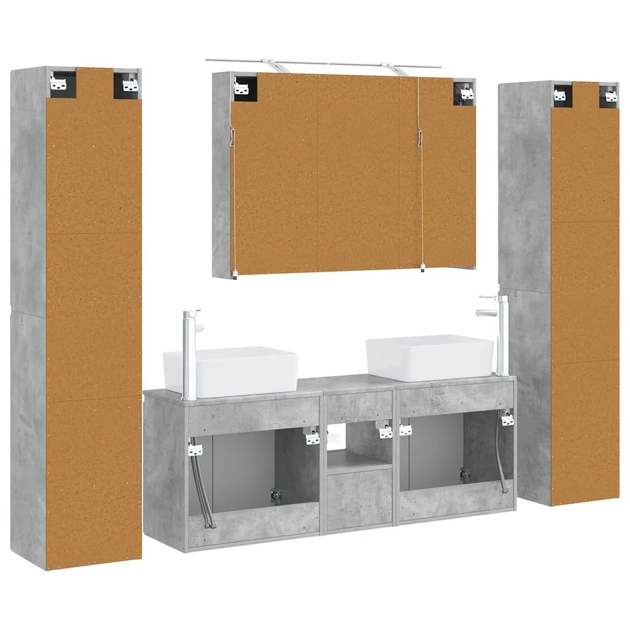 Ensemble de mobilier de salle de bain 6 pcs Gris béton - 9