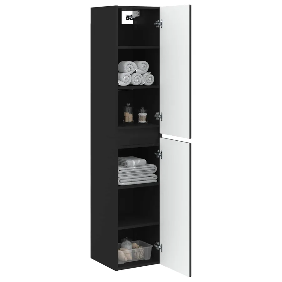 Cabinet de Salle de Bain Mural Noir 33 x 34,5 x 160 cm - 3