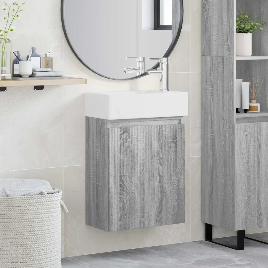 Meuble de salle de bain avec robinet Sonoma gris