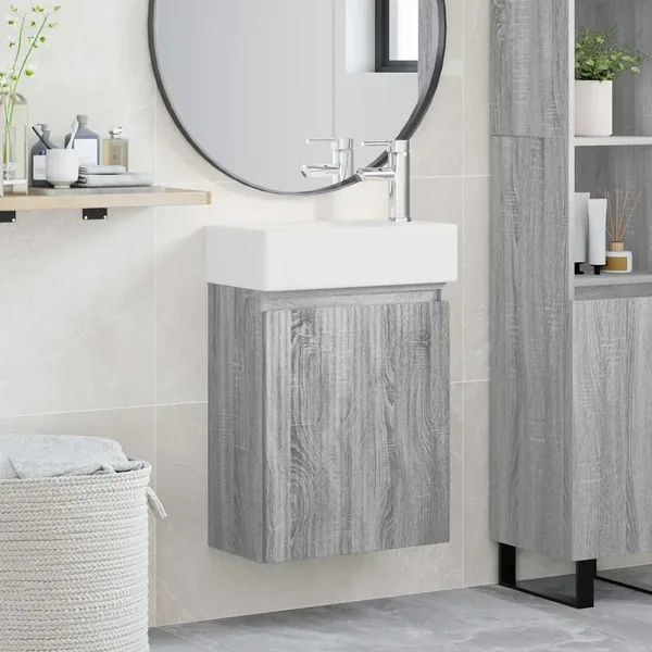 Meuble de salle de bain avec robinet Sonoma gris