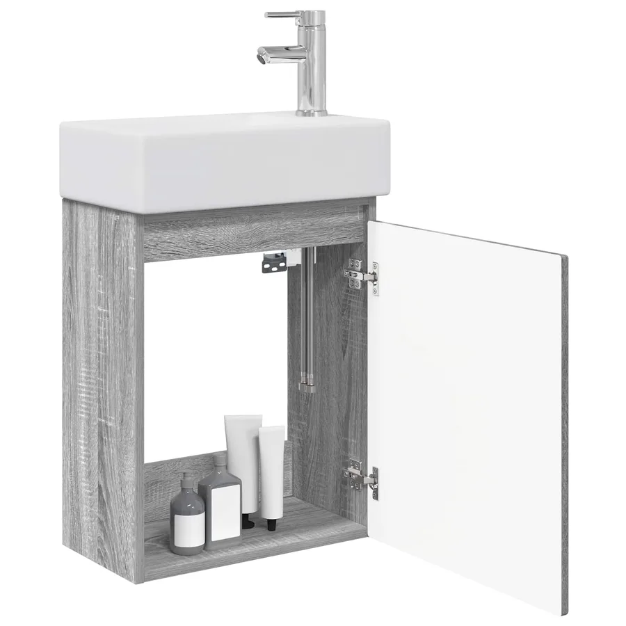 Meuble de salle de bain avec robinet Sonoma gris - 3
