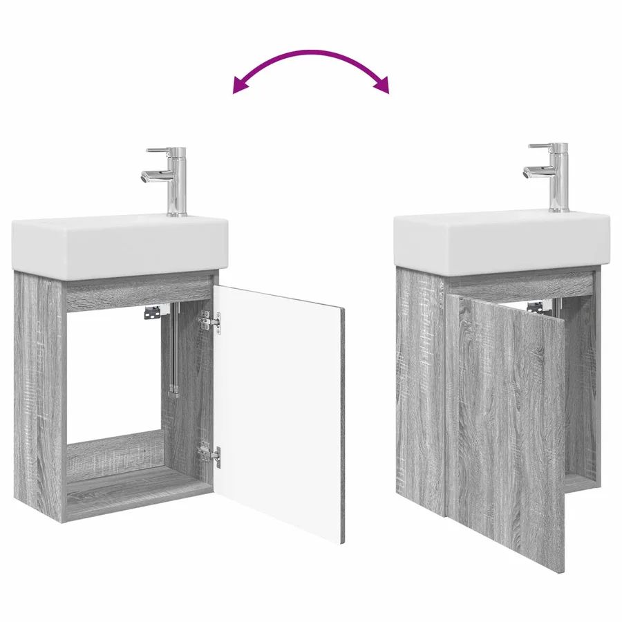 Meuble de salle de bain avec robinet Sonoma gris - 9