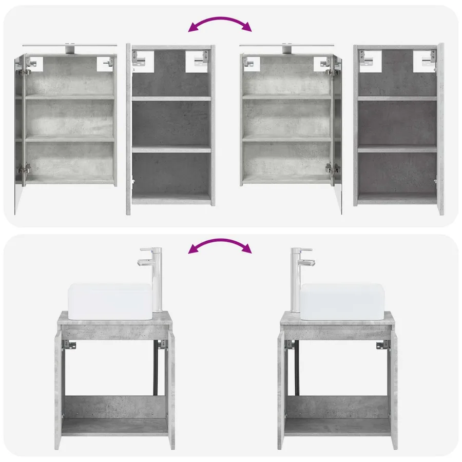 Ensemble d'armoire de salle de bain 5 pcs Gris béton - 14