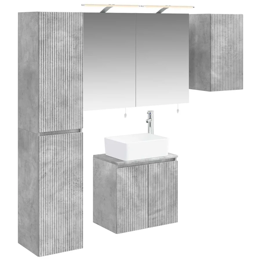 Ensemble d'armoire de salle de bain 5 pcs Gris béton - 2