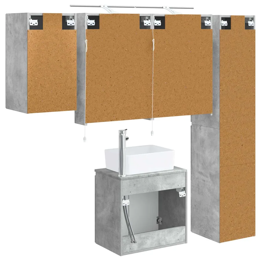 Ensemble d'armoire de salle de bain 5 pcs Gris béton - 9