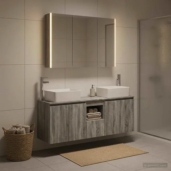 Ensemble d'armoire de salle de bain 4 pcs Sonoma gris