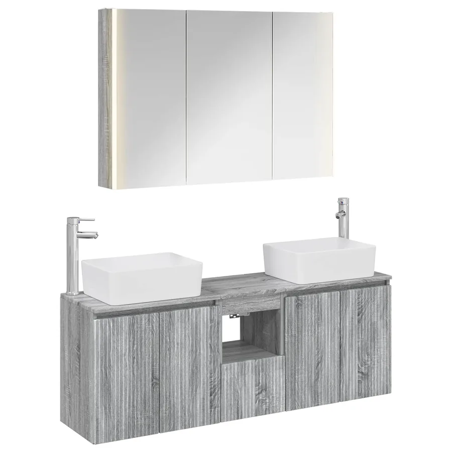 Ensemble d'armoire de salle de bain 4 pcs Sonoma gris - 2