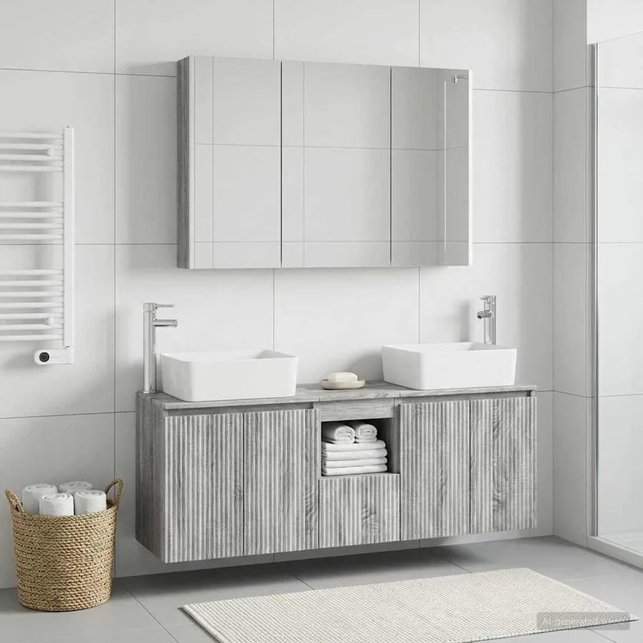 Ensemble d'armoire de salle de bain 4 pcs Sonoma gris - 4