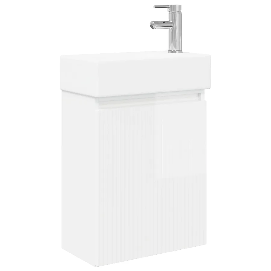 Meuble de salle de bain avec robinet Blanc brillant - 2
