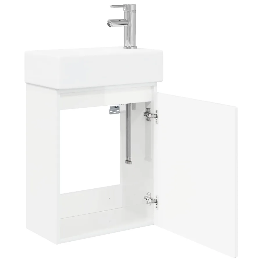 Meuble de salle de bain avec robinet Blanc brillant - 4