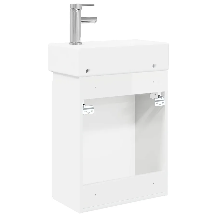 Meuble de salle de bain avec robinet Blanc brillant - 7