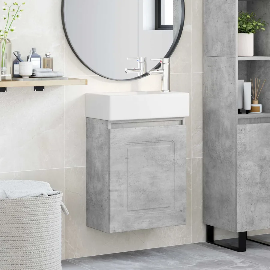 Meuble de salle de bain avec robinet Gris béton