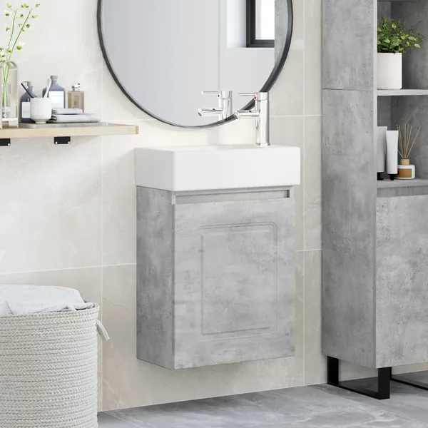 Meuble de salle de bain avec robinet Gris béton
