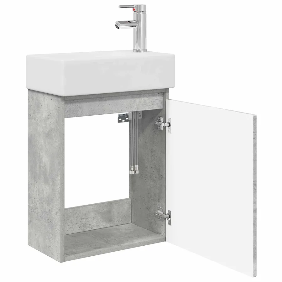 Meuble de salle de bain avec robinet Gris béton - 4