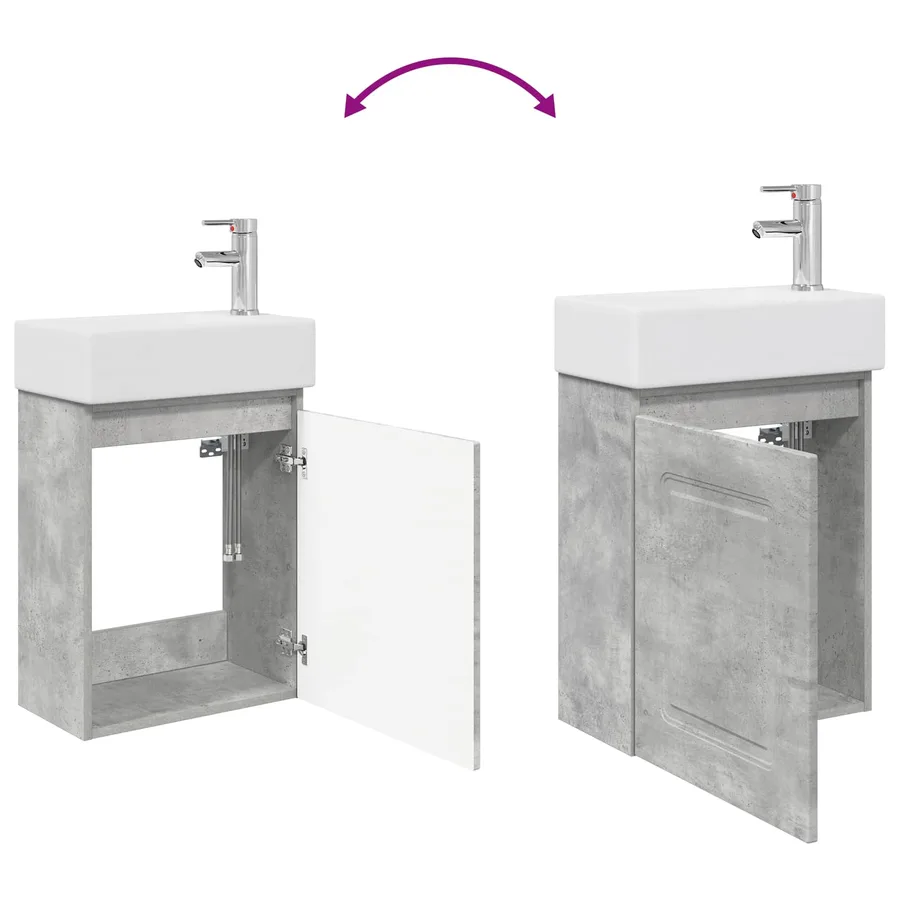 Meuble de salle de bain avec robinet Gris béton - 9