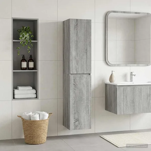 Cabinet de Salle de Bain Mural Sonoma gris 33 x 34,5 x 160 cm