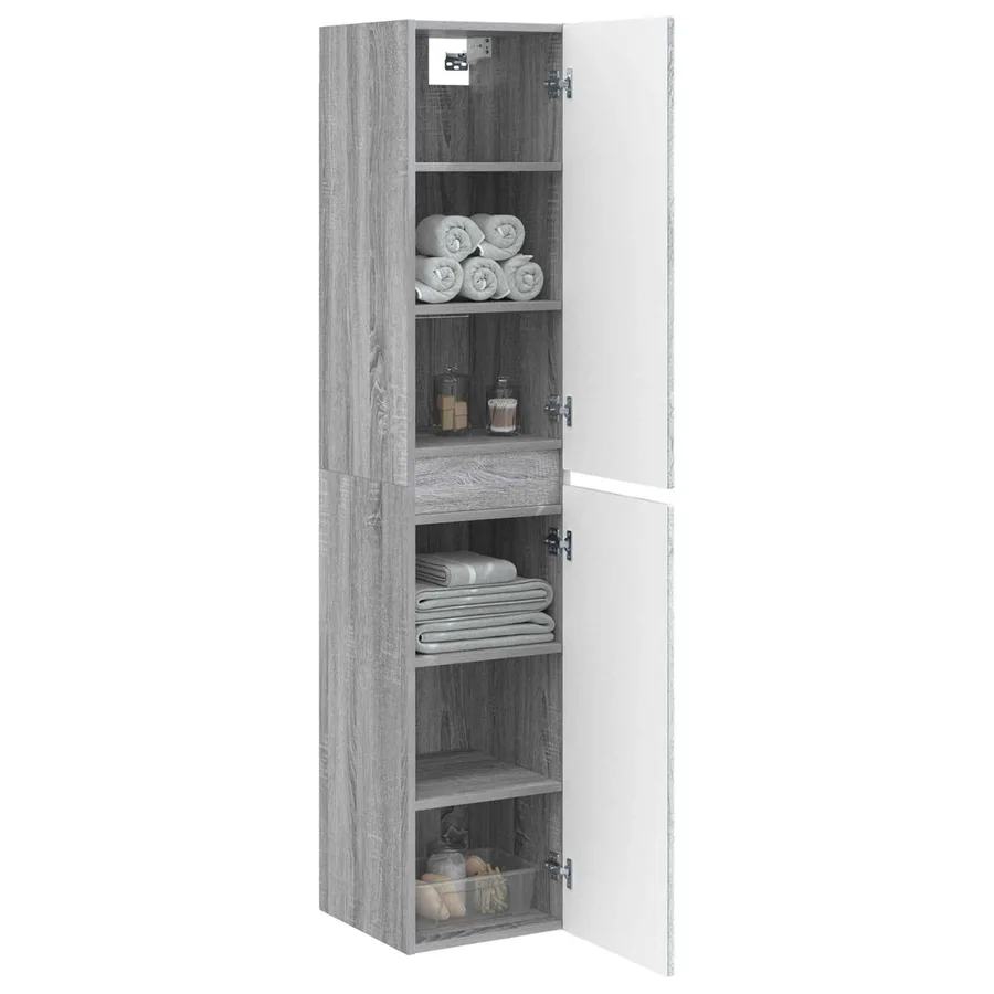 Cabinet de Salle de Bain Mural Sonoma gris 33 x 34,5 x 160 cm - 3