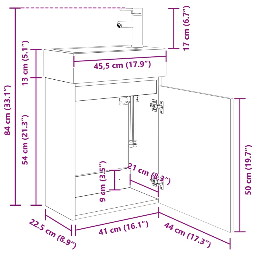Meuble de salle de bain avec robinet Chêne fumé - 10