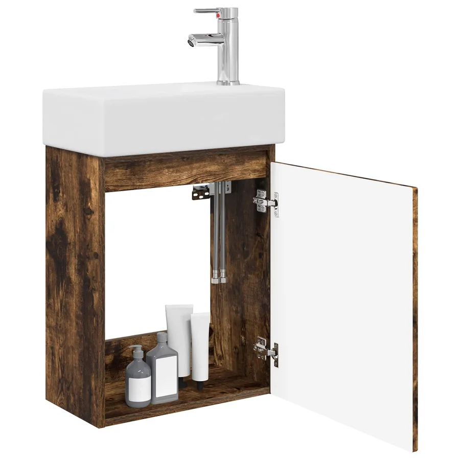 Meuble de salle de bain avec robinet Chêne fumé - 3