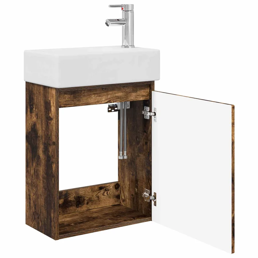 Meuble de salle de bain avec robinet Chêne fumé - 4