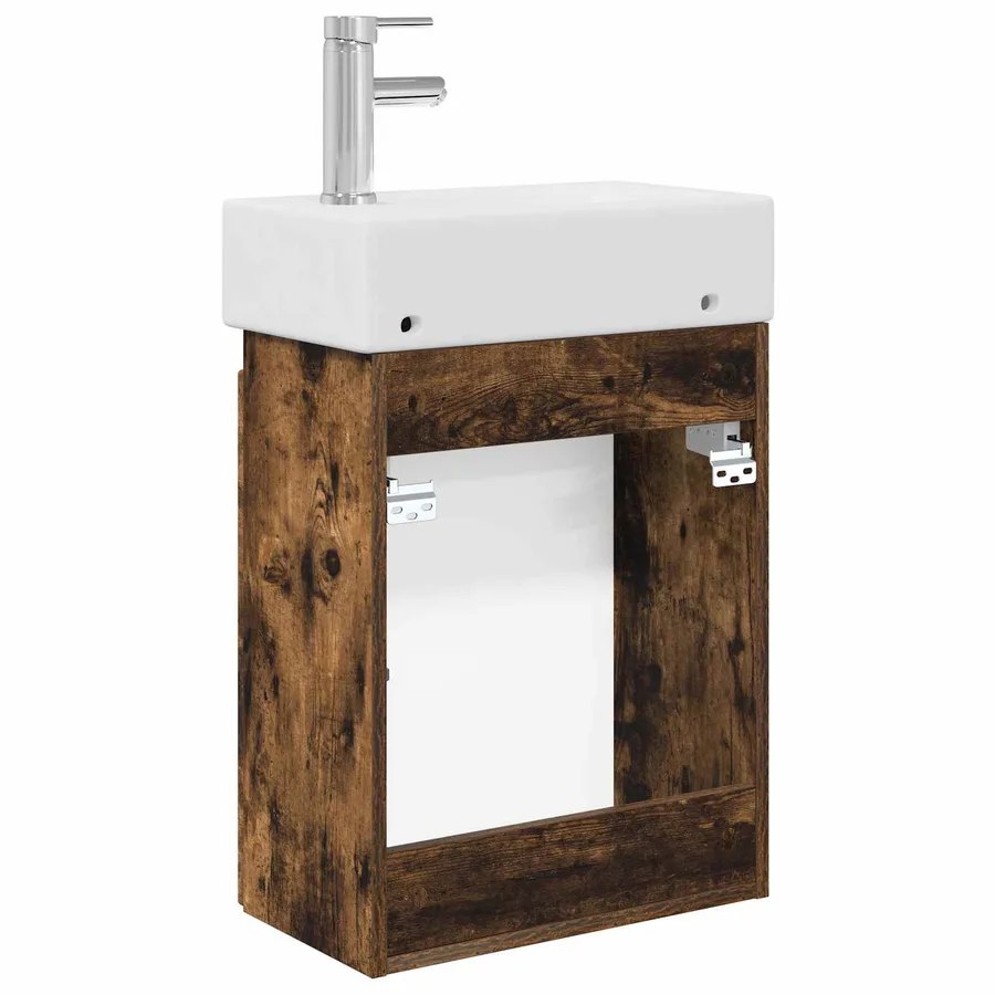 Meuble de salle de bain avec robinet Chêne fumé - 7