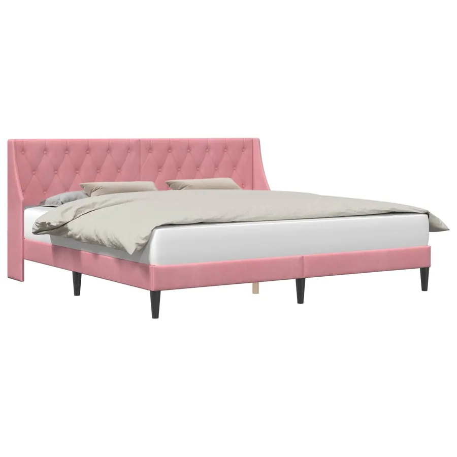 Cadre de lit avec tête de lit Rose 200 x 200 cm Velours - 2