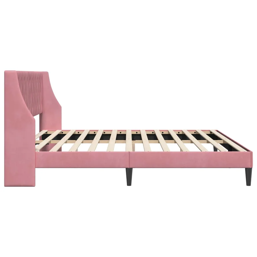 Cadre de lit avec tête de lit Rose 200 x 200 cm Velours - 5
