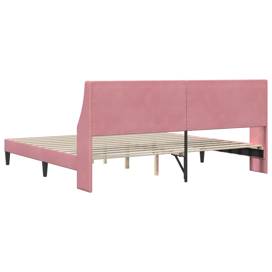 Cadre de lit avec tête de lit Rose 200 x 200 cm Velours - 6