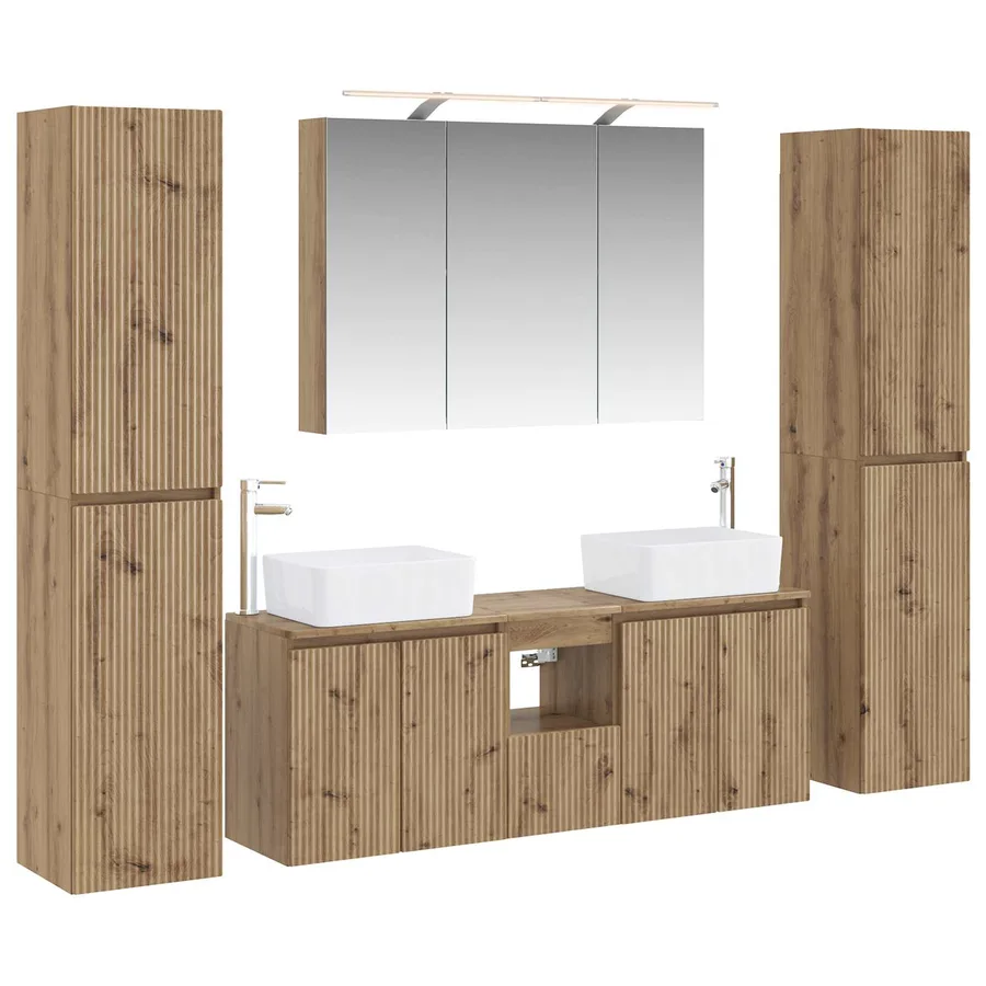 Ensemble de mobilier de salle de bain 6 pc Chêne artisanal - 2