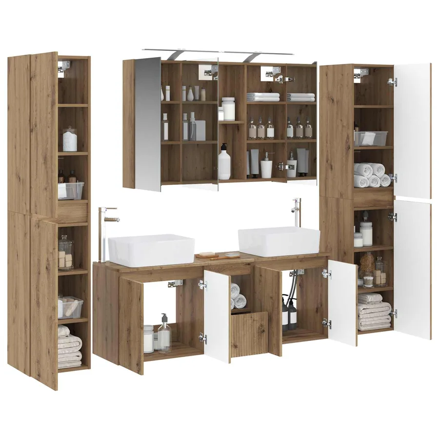 Ensemble de mobilier de salle de bain 6 pc Chêne artisanal - 3
