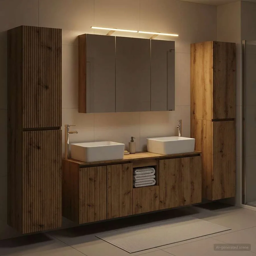 Ensemble de mobilier de salle de bain 6 pc Chêne artisanal - 4