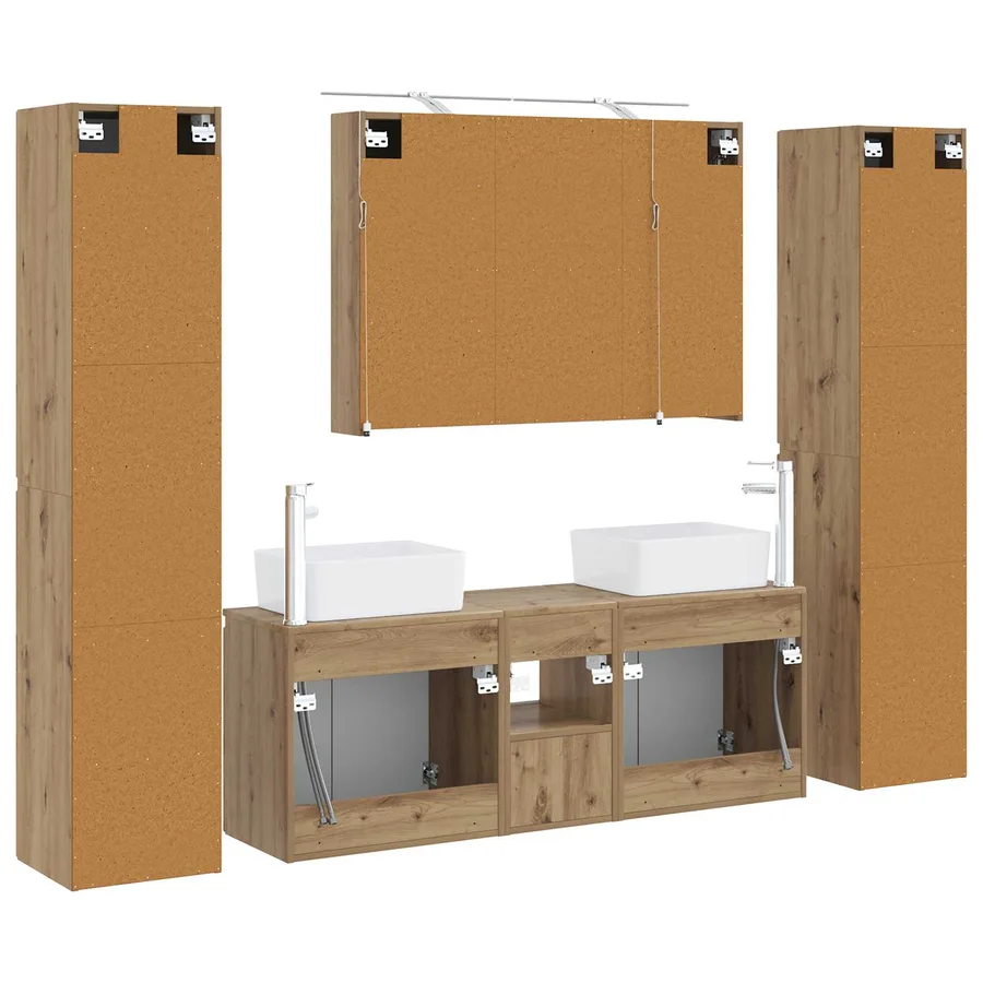 Ensemble de mobilier de salle de bain 6 pc Chêne artisanal - 9